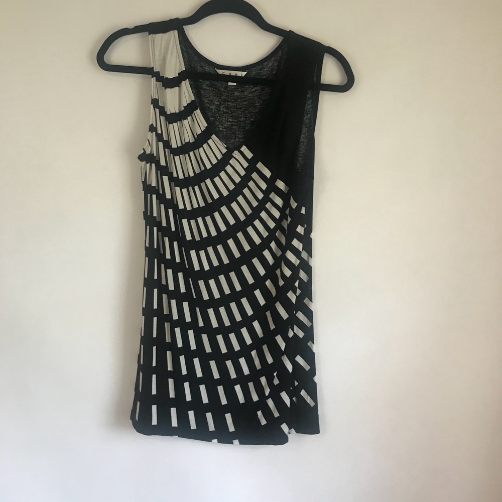 Cabi 356 Geometric Asymmetrical Neck Tank Shirt
